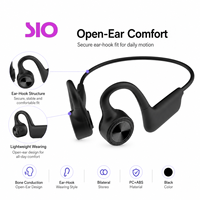 Écouteurs à conduction osseuse JL Chip Bluetooth 5.3 à crochet d'oreille, étanches IPX8, autonomie 4-8h, commande vocale, stéréo, noirs