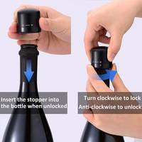 Bouchons scellants noirs en plastique avec logo personnalisé Bouchon de vin en plastique ABS Mini bouchon de bouteille de champagne scellé en silicone