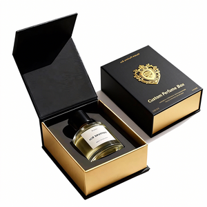 Emballage cosmétique de luxe en métal personnalisé, logo noir, emballage rigide pliable, boîtes de parfum pour voiture, boîte cadeau, crème pour le visage, poudre libre - Product Image 1