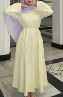 Robe YKD139 à jupe large jaune clair, collection haut de gamme printemps/été, vêtements musulmans islamiques haut de gamme, hijabs