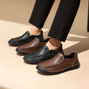 Ces <span class=keywords><strong>chaussures</strong></span> en <span class=keywords><strong>cuir</strong></span> décontractées élégantes <span class=keywords><strong>sans</strong></span> <span class=keywords><strong>lacets</strong></span>, à bout rond décontracté et semelle amortissante, sont un choix polyvalent et faciles à porter. - Product Image 1