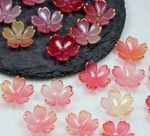 Cuentas de Acrílico con Forma de Flor de Cerezo de 19 mm, 5 Pétalos, Cuentas Pequeñas con Degradado de Color, Cuentas Florales para Accesorios de Trenzas para el Cabello, Venta al por Mayor - Product Image 6