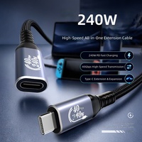 Câble d'extension Type-C à charge rapide, câble de données haute vitesse pour la mise en miroir d'écran 8K, USB 4.0 mâle-femelle, nylon de haute qualité