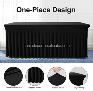 Annielu Giá Rẻ Màu Đen Khác Nhau Màu Sắc Chống Nhăn Ruffles Đàn Hồi Bìa 4ft 6ft 8ft Vòng Hình Chữ Nhật Bảng Váy - Product Image 6