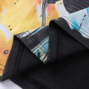 T-shirts surdimensionnés en coton imprimé vintage délavé à l'acide noir pour hommes - Product Image 3