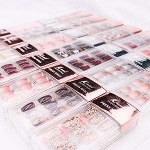 Caja acrílica corta de estilo ovalado y redondo, prensa para <span class=keywords><strong>uñas</strong></span> con lima de <span class=keywords><strong>uñas</strong></span>, 24 unidades, Pestaña de pegamento de gelatina, palo de madera, almohadilla de preparación de Alcohol - Product Image 2