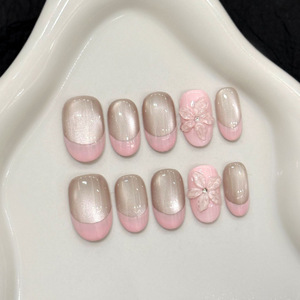 Tszs Luxe Korte Kist Franse Handgemaakte Pers Op Nagels Nude Rood Paars Roze Franse Lijnpers Op Nagels Nagelgroothandel - Product Image 6