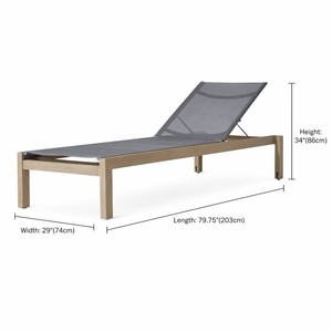 Chaise longue d'extérieur réglable en teck et maille respirante pour projet de piscine d'hôtel moderne - Product Image 2