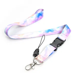 Custom Logo Polyester Lanyard Neck Strap Breakaway Buckle Lanyard With Cell Phone String