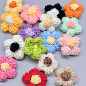 Hand Knitted Yarn Flowers 4cm <b>Puff</b> Flower Clothing Accessories Hair Shoes <b>Bag</b> Decorations - Product Image 3