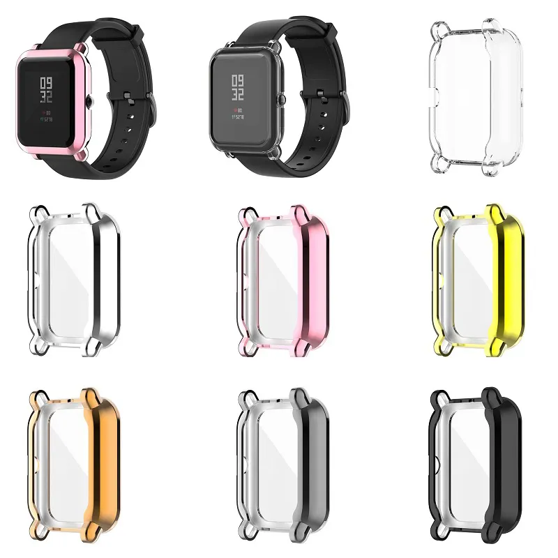 For Amazfit Bip U/Bip Lite/Bip 1S Shockproof Full Protective Cover Bumper Shell Screen Protector TPU Watch Case