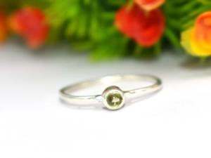 925 Sterling <b>Silver</b> Natural Peridot Cabochon Round 3mm Gemstone Handmade Birthstone <b>Ring</b> - Product Image 6