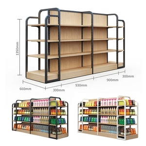 Giá để hàng siêu thị bằng gỗ, kệ trưng bày hàng hóa, giá sắt có kệ trưng bày bằng gỗ - Product Image 1