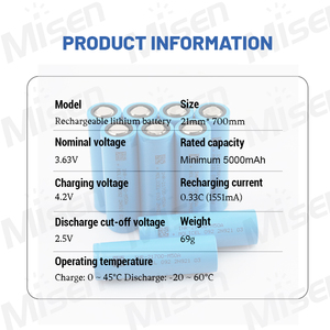 High Rate 20A MOLICEL INR21700-M50A M50A M50lt Cylindrical 3.6V <strong>Lithium</strong> Ion 3.7v 5000mAh INR21700 Li Ion 21700 <strong>Battery</strong> Cells - Product Image 2