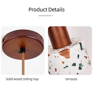 Terrazzo renk LED kolye lamba oturma odası yatak odası ışık ahşap ve düğün için cam küre fikstür orta boyutları mevcut