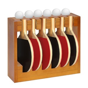 Wooden Table Tennis Paddle Holder <b>Desktop</b> Vertical Storage Rack Multifunctional Storage Rack Multi-compartment Paddle Stand - Product Image 4