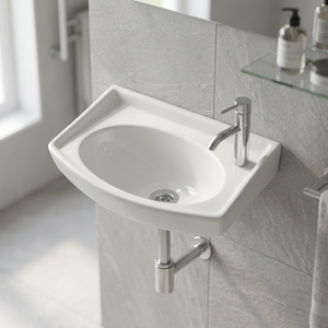 Lavabo de Pared de Cerámica Blanca de Alta Calidad, Diseño Personalizado, Lavabo para Baño, para Proyectos Comerciales de Hoteles, Venta al por Mayor - Product Image 2