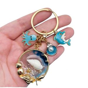 Customized Gifts Ocean Series Digital Voice Recording Keychain Creative Beach Design Starfish Oil Drop Alloy Silver Plating - Product Image 2