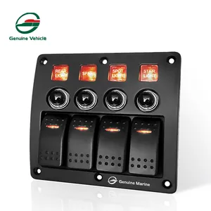 RV Camper Van Acessórios Painel Elétrico Impermeável Peças De Reboque De Barco ABS 4 Gang Rocker Switch Painel Com Disjuntor