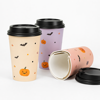 Gobelets à café en papier pour Halloween, livraison directe d'usine, faible MOQ, toutes tailles, gobelets à café écologiques