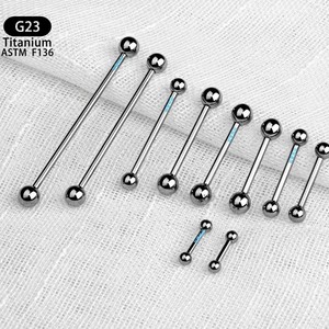 Bijoux de corps en titane G23, boucles d'oreilles à billes ASTM F136 pour piercing de langue, de téton et d'oreille, usage quotidien - Product Image 1