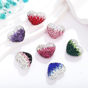 Gradient Heart Shaped Rhinestone Bead Ball Small DIY Jewelry Pendant Accessory For Necklace Bracelet Keychain - Product Image 2