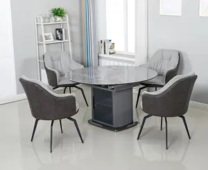Dining Table Ceramic Sticker with MDF Board Table Middle With Storage Functions Dining Table MDF High Gloss Base