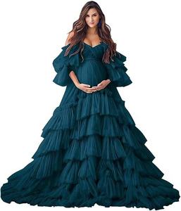 Nouvelle Robe de Soirée Élégante Haut de Gamme en Tulle à Volants et Épaules Dénudées 2026 pour Séance Photo en Studio et Baby Shower - Product Image 5