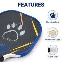 Raquette de pickleball en fibre de verre à impression graphique personnalisée, légère, corps large, sweet spot, vente en gros OEM, directement de l'usine