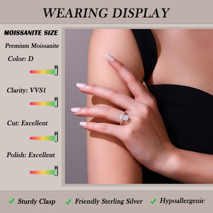 Anello <span class=keywords><strong>Solitario</strong></span> in <span class=keywords><strong>Argento</strong></span> Sterling 925 Placcato Platino con Moissanite Taglio Ovale 4.5CTW, Design Elegante per Donna, Idea Regalo - Product Image 6