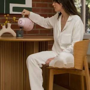 <span class=keywords><strong>Pigiama</strong></span> Estivo da Donna <span class=keywords><strong>in</strong></span> <span class=keywords><strong>Cotone</strong></span> Organico a Doppio Filato, Traspirante, con Scollo a V, Maniche Corte, Ricamo <span class=keywords><strong>in</strong></span> Pizzo e Vita Elastica - Product Image 2