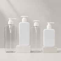 Bouteille pompe carrée plate en plastique personnalisée pour après-shampoing ou savon liquide 300ml 10oz 400ml 13.5oz 500ml 17oz