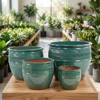 Pot Tanaman Mewah Desain Baru Ukuran Kustom Pot Bunga Bulat Pot Tanam Taman Pot Keramik Taman