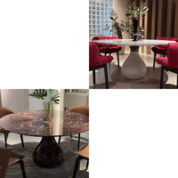 Ensemble de salle à manger de haute qualité, meubles de Foshan, table ronde en marbre, ensemble de salle à manger moderne, 6 chaises de luxe