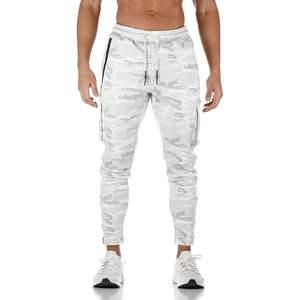 Pantalones Deportivos Cargo Personalizados para Hombre, Pantalones Deportivos Blancos con Estampado de Camuflaje, con Bolsillos con Cremallera, Transpirables, para Gimnasio y Entrenamiento - Product Image 1