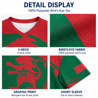 Maillot de football personnalisé du Maroc, impression par sublimation, col en V, pour hommes, séchage rapide, respirant, vente en gros, fournisseur d'usine OEM ODM