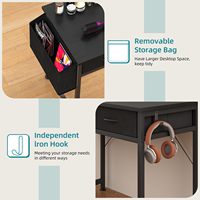 Bureau d'ordinateur moderne et minimaliste de 32 pouces avec tiroir en tissu, poche latérale, crochet et étagère pour chambre à coucher et usage domestique