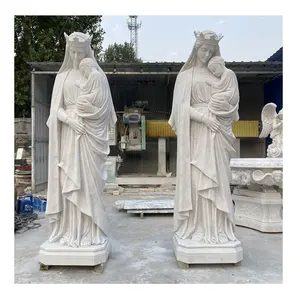 बिक्री के लिए कस्टम हाथ से नक्काशीदार चर्च धार्मिक मैरी मूर्तिकला उच्च गुणवत्ता वाले पत्थर की मूर्ति वर्जिन मैरी मूर्तियां