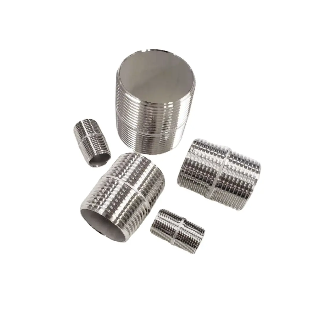 high-quality 304 Stainless Steel Pipe Fitting 3/8" PT NPT NPTF Threaded JIC thread full nipples 1 1/4 inch