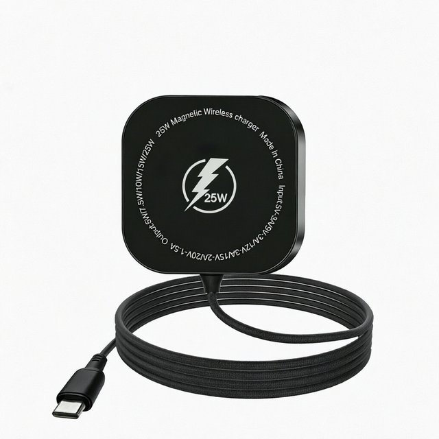 25/10W Fast Wireless Charger with Type-C Port Magnetic Design for Mobile Phones Power Supply Adapter OTP/OVP Protection