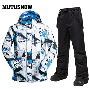 Veste de <span class=keywords><strong>ski</strong></span> imperméable pour homme et unisexe avec <span class=keywords><strong>pantalon</strong></span> à bretelles, tenue de sport d'hiver coupe-vent pour la neige - Product Image 3