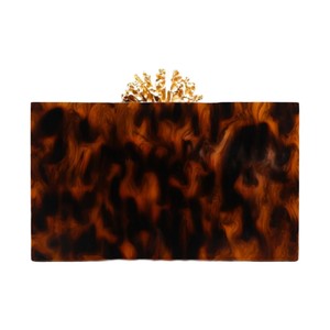 Women Tortoiseshell Acrylic Box Clutch Purse Hard Case Evening Handbag with <b>Gold</b> Coral Shape <b>for</b> <b>Wedding</b> Cocktail Prom Party - Product Image 1