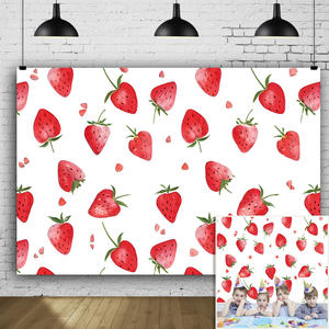 <span class=keywords><strong>Sfondo</strong></span> acquerello fragola, vivace, durevole, e facile da usare fotografia di scena per la festa di compleanno, tavolo da Dessert, Studio - Product Image 1