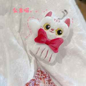 New Cute Big Eyed <b>Cat</b> Keychain White Pink Black Soft Stuffed Animal Doll Pendant Bow <b>Cat</b> Bag Pendant <b>Gift</b> Doll - Product Image 5