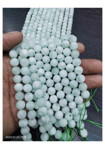 Cuentas Redondas Lisas de Angelita Verde Natural AAA, Ágata Mirani de Rajasthan, Tema Amor - Product Image 2