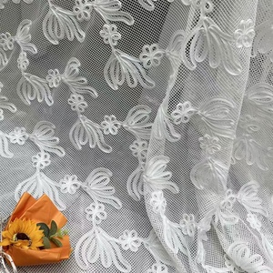 도매 레이스 원단 격자 자수 원단 블라우스용 꽃무늬 원단 - Product Image 1