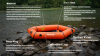 Respectueux de l'environnement TPU Packraft bateau à rames gonflable ultra-léger pack boat Gonflable white water kayak Canoë Sac de transport inclus
