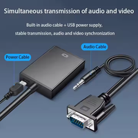 1080P avec audio, alimentation USB, Plug&Play, pour ordinateur portable vers moniteur - Câble VGA vers HDMI