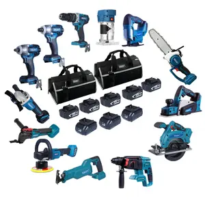 Kit d'outils de réparation domestique EKIIV, prix abordable, 13 pièces, outils électriques courants avec chargeur de batterie d'origine dans un seul kit combo