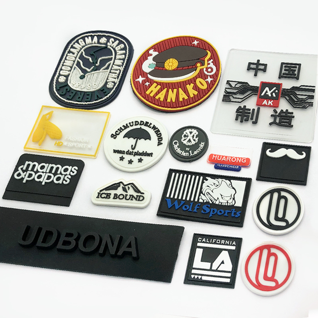 Custom Private Brand Name Sew on Embossed 3D Logo Garment Soft PVC Rubber Patch Labels for Clothing